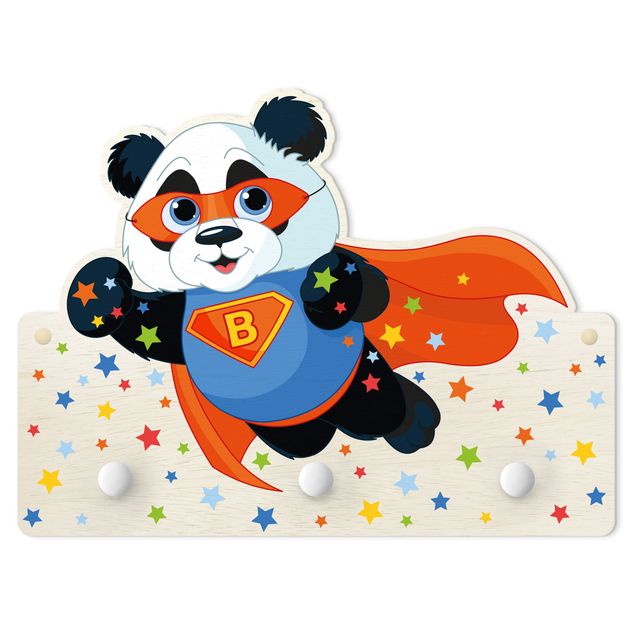 Wanddeko Babyzimmer Super Panda mit Wunschbuchstaben