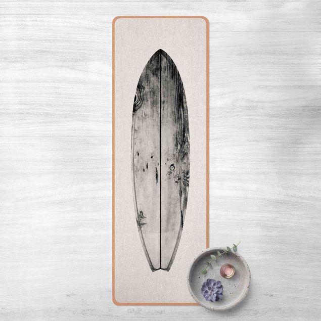 Wanddeko schwarz-weiß Surfboard
