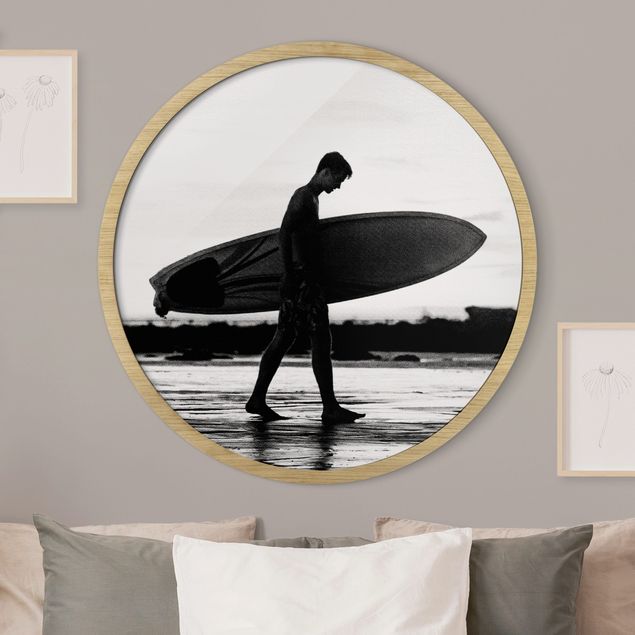 Wanddeko Wohnzimmer Surferboy im Schattenprofil