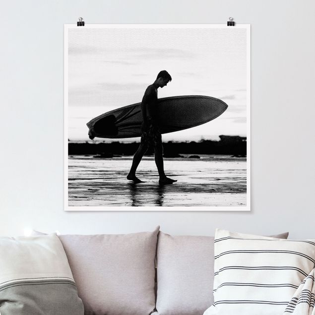 Wanddeko Schlafzimmer Surferboy im Schattenprofil