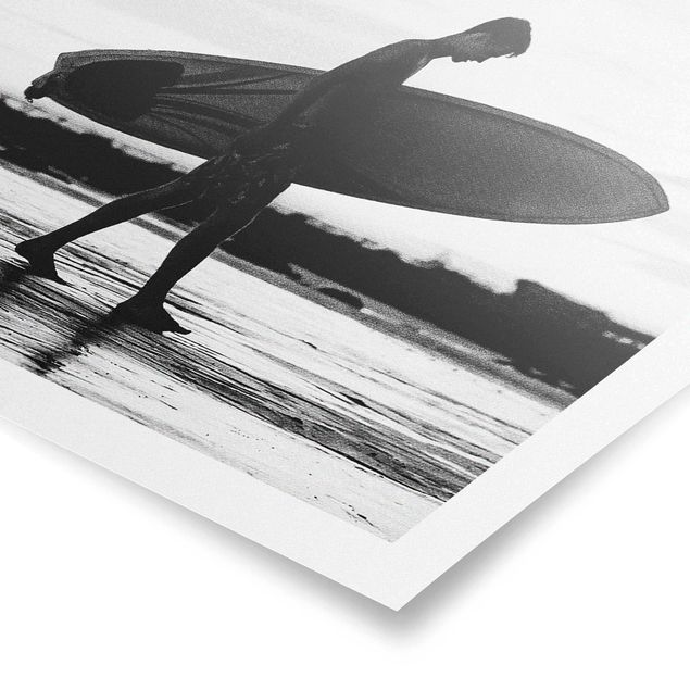 Wanddeko über Sofa Surferboy im Schattenprofil