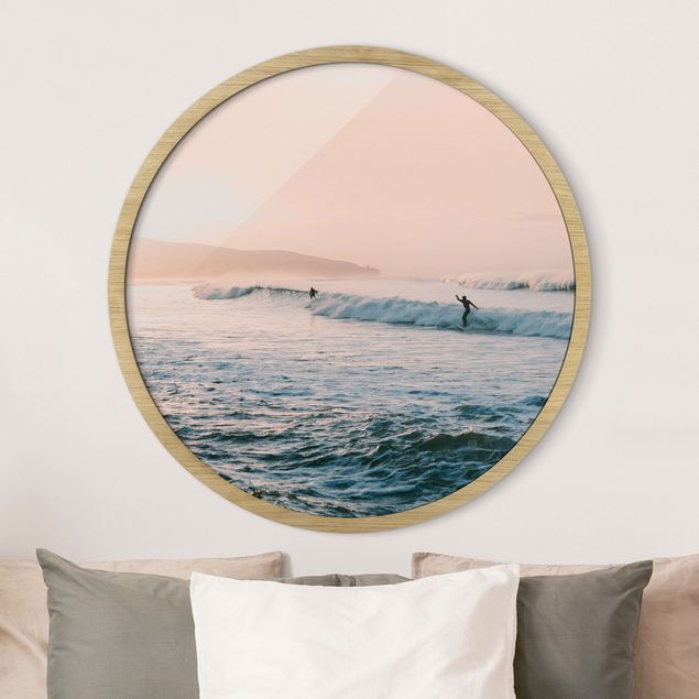 Strandbilder mit Rahmen Surfsession im Abendrot