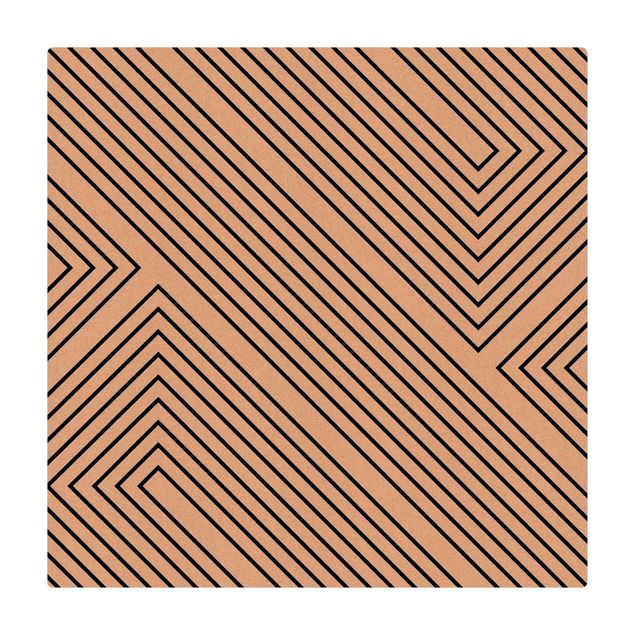 Wanddeko Streifen Symmetrische Geometrie aus Schwarzen Linien