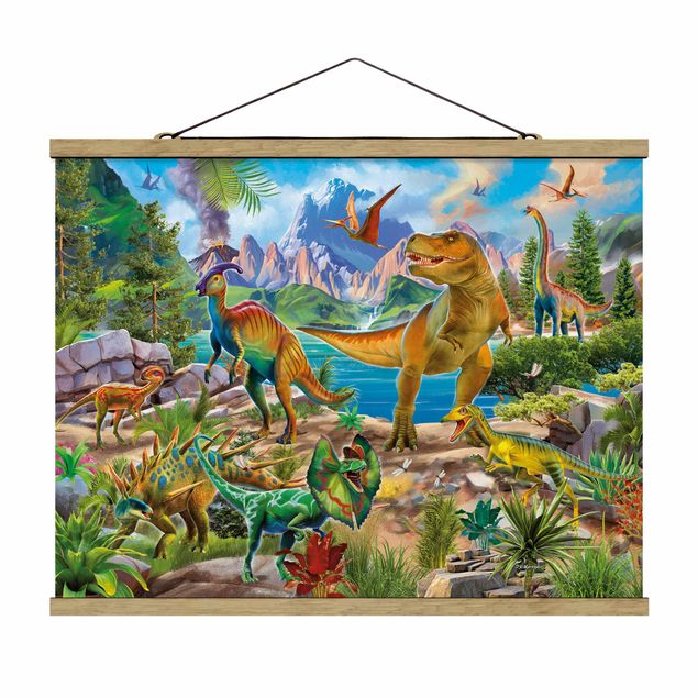 Wanddeko Jungenzimmer T-Rex und Parasaurolophus