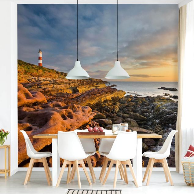 Wanddeko Küche Tarbat Ness Leuchtturm und Sonnenuntergang am Meer