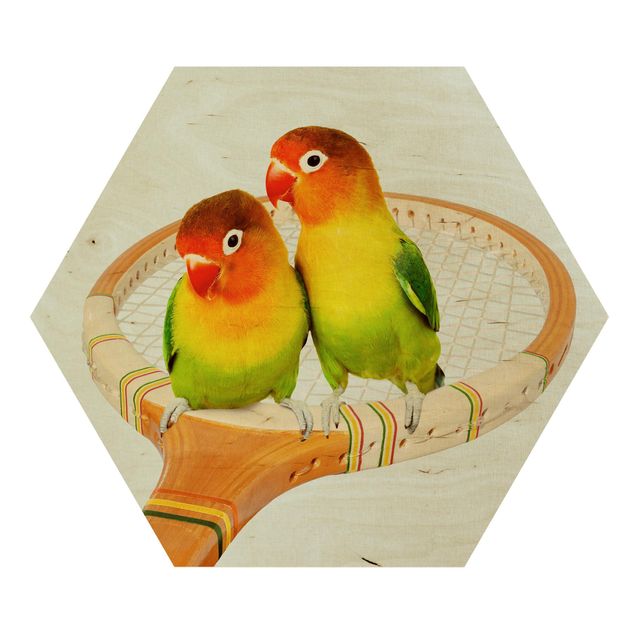 Wanddeko Treppenhaus Tennis mit Vögeln