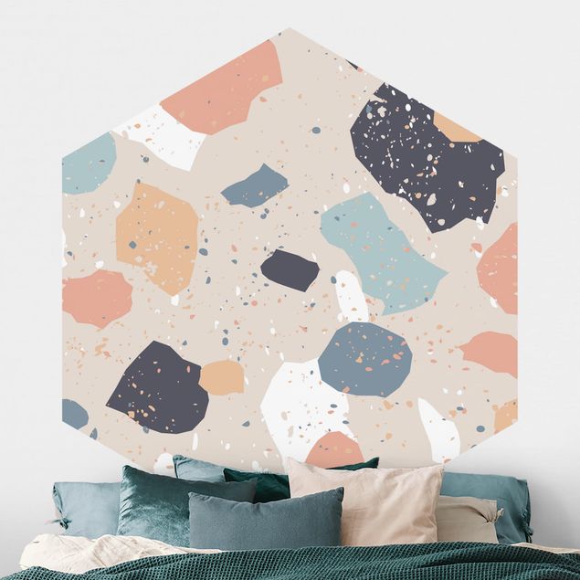 Wanddeko Schlafzimmer Terrazzo Muster