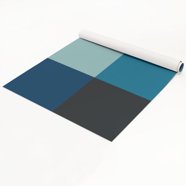 Wanddeko Praxis Tiefe See 4 Quadrate Set - Pastelltürkis Petrol Preussisch Blau Mondgrau
