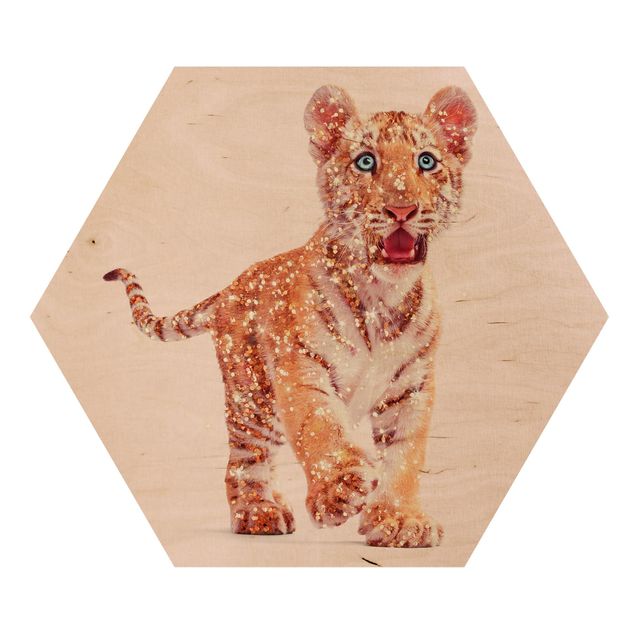 Wanddeko Fotomontage Tiger mit Glitzer