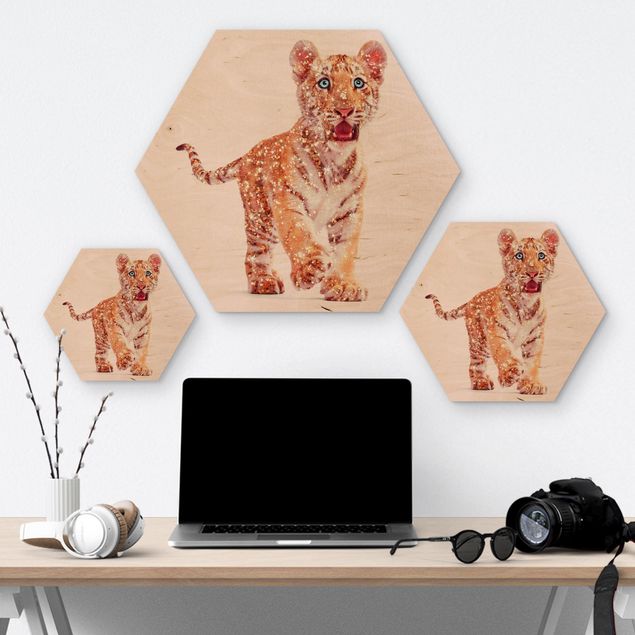 Wandbilder Modern Tiger mit Glitzer