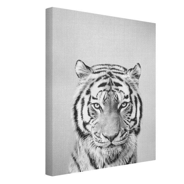 Katzenbilder auf Leinwand Tiger Tiago Schwarz Weiß