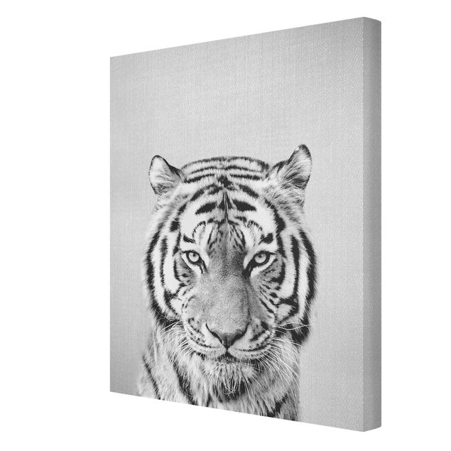 Tiger Bilder auf Leinwand Tiger Tiago Schwarz Weiß
