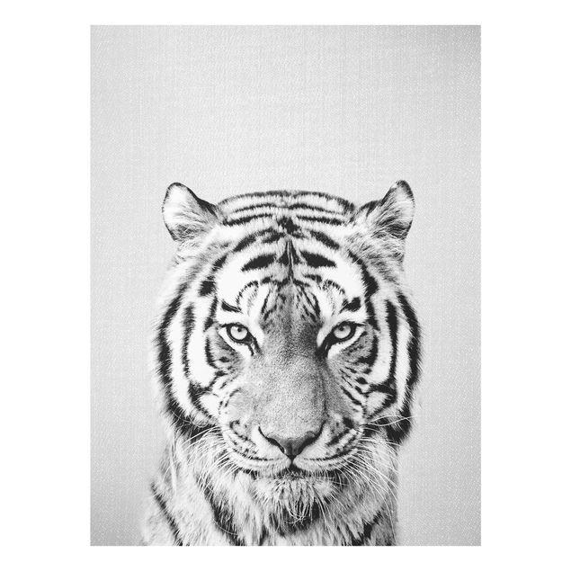 Wanddeko über Sofa Tiger Tiago Schwarz Weiß