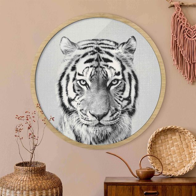 Wanddeko Wohnzimmer Tiger Tiago Schwarz Weiß