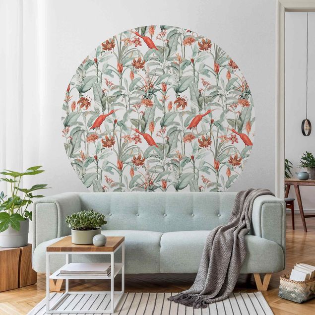 Wanddeko Schlafzimmer Tigerlilie und Kraniche in Botanik