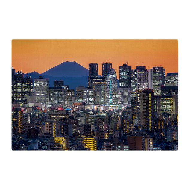 Wandbilder Tokyo Tokio mit dem Fuji am Abend