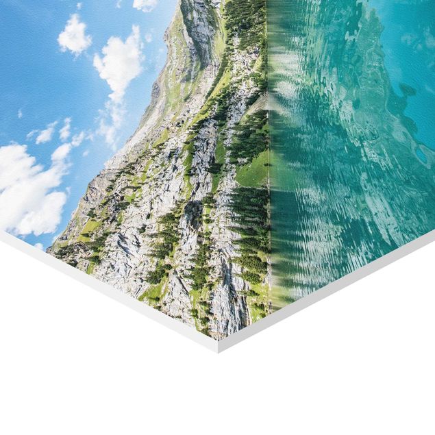 Wanddeko über Sofa Traumhafter Bergsee