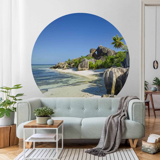Wanddeko Wohnzimmer Traumstrand Seychellen