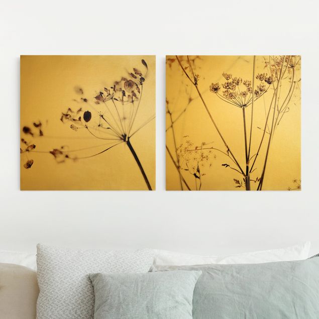 Leinwandbilder Gräser Trockenblumen Set