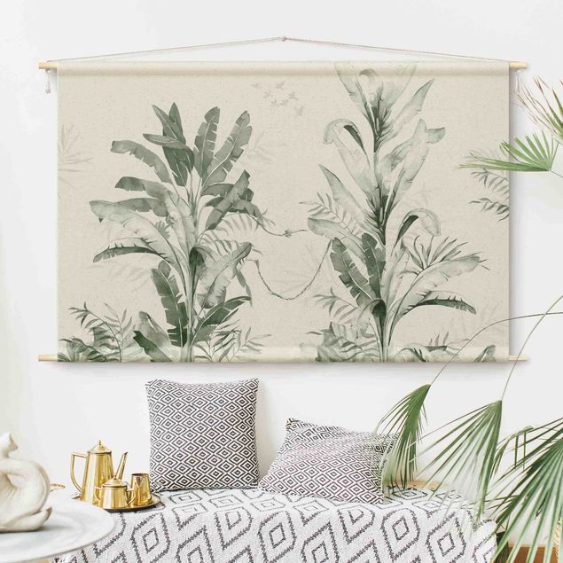 Wanddeko Wohnzimmer Tropische Palmen und Blätter