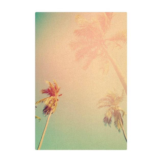 Wanddeko Himmel Tropische Pflanzen Palmen bei Sonnenuntergang III