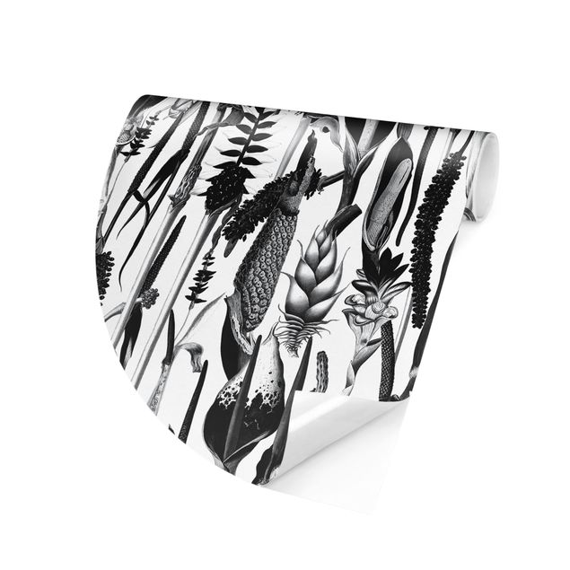 Wanddeko Flur Tropisches Luxus Muster Schwarz-Weiß