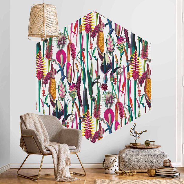 Wanddeko Büro Tropisches Luxus Muster XXL