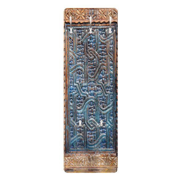 Wanddeko Treppenhaus Tür mit marokkanischer Schnitzkunst
