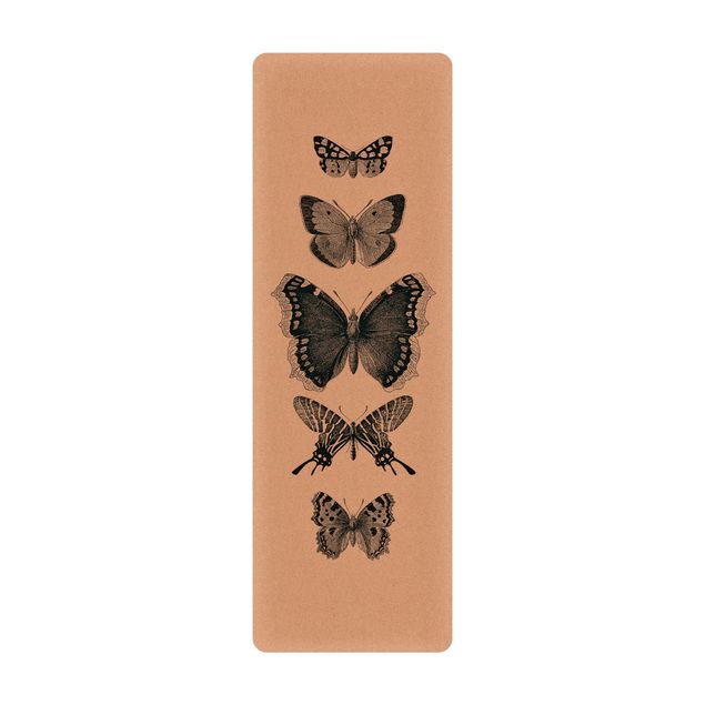 Deko Illustration Tusche Schmetterlinge auf Beige