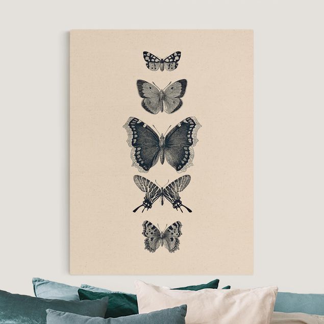 Wanddeko Küche Tusche Schmetterlinge auf Beige