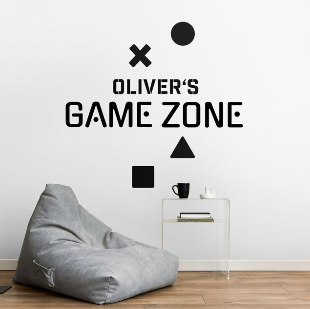 Wanddeko Büro Typographie Game Zone mit Wunschnamen
