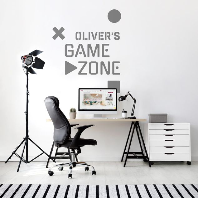 Wanddeko Mädchenzimmer Typographie Game Zone mit Wunschnamen
