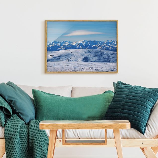 Wanddeko Wohnzimmer Verschneite Bergwelt