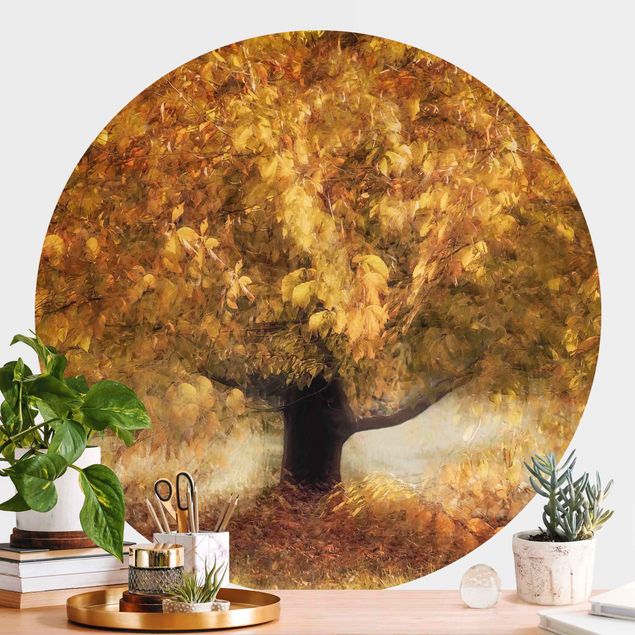 Wanddeko Wohnzimmer Verträumter Baum im Herbst