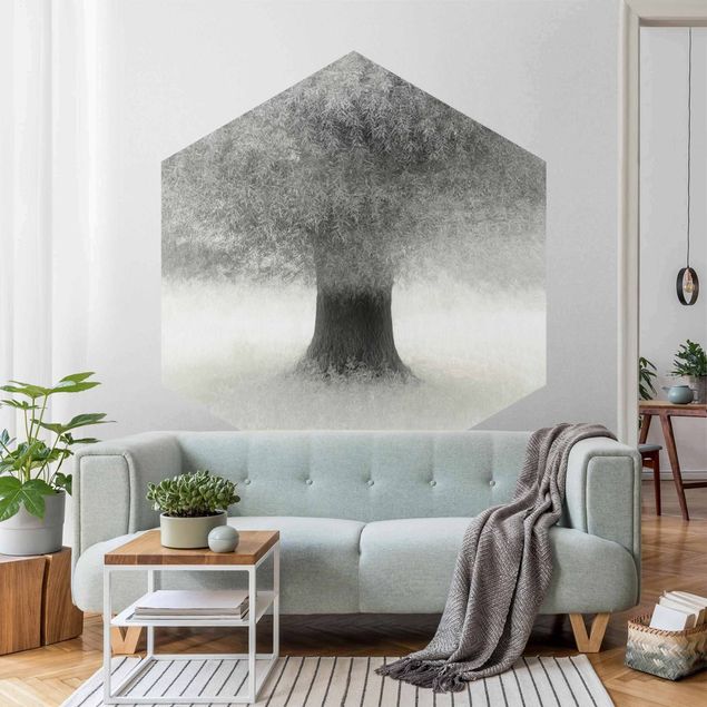 Wanddeko Esszimmer Verträumter Baum in Weiß