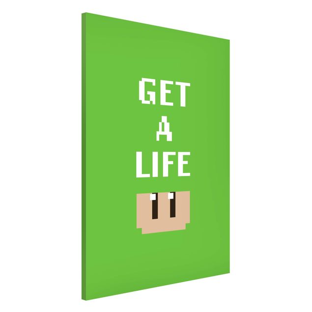 Wanddeko grün Videospiel Spruch Get A Life in Grün