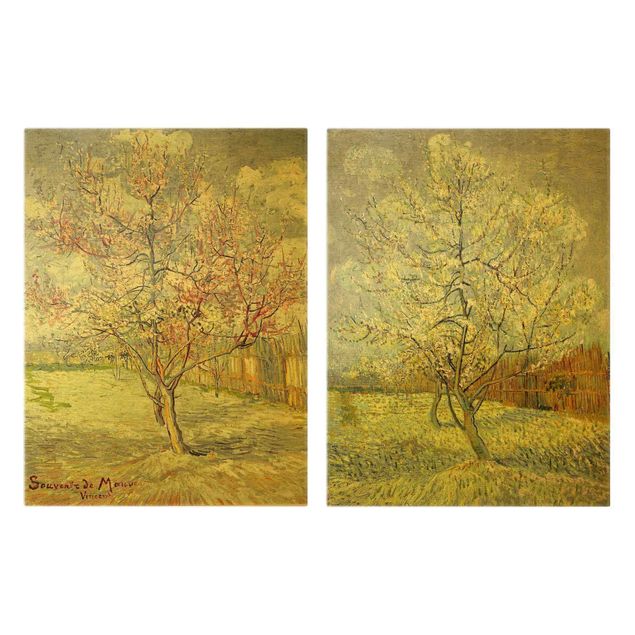Wanddeko grün Vincent van Gogh - Blühende Pfirsichbäume im Garten