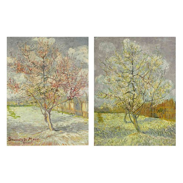 Wanddeko grün Vincent van Gogh - Blühende Pfirsichbäume im Garten