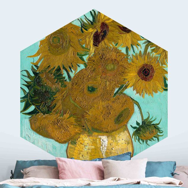Fototapete Hund Vincent van Gogh - Vase mit Sonnenblumen