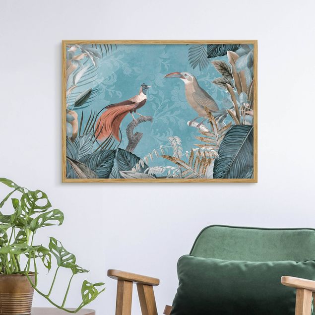 Wanddeko Wohnzimmer Vintage Collage - Paradiesvögel