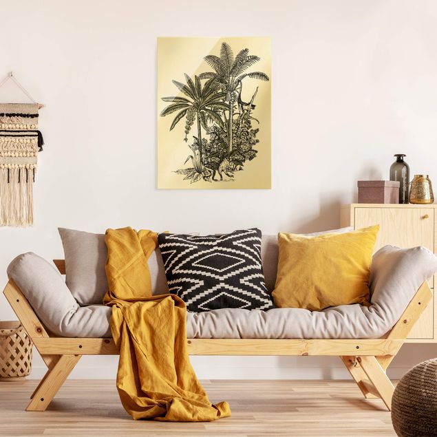 Wanddeko Flur Vintage Illustration - Affen und Palmen