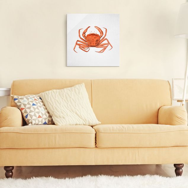 Wanddeko Schlafzimmer Vintage Illustration Rote Krabbe