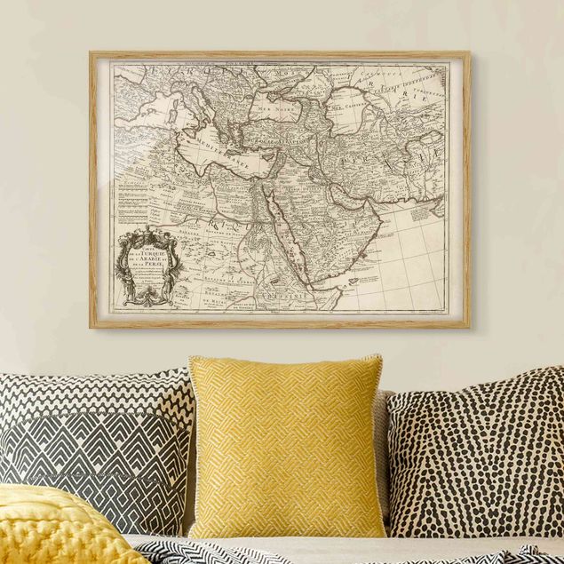Wanddeko beige Vintage Karte Orient