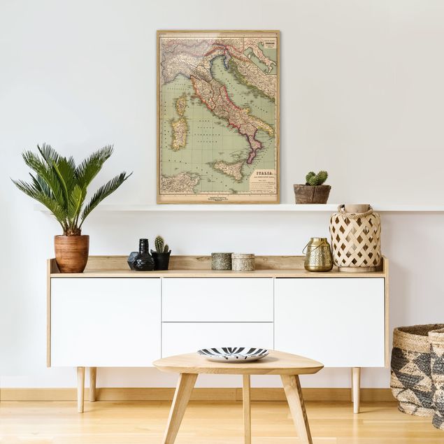 Wanddeko Wohnzimmer Vintage Landkarte Italien