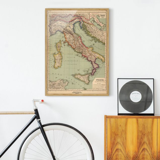 Wanddeko Schlafzimmer Vintage Landkarte Italien