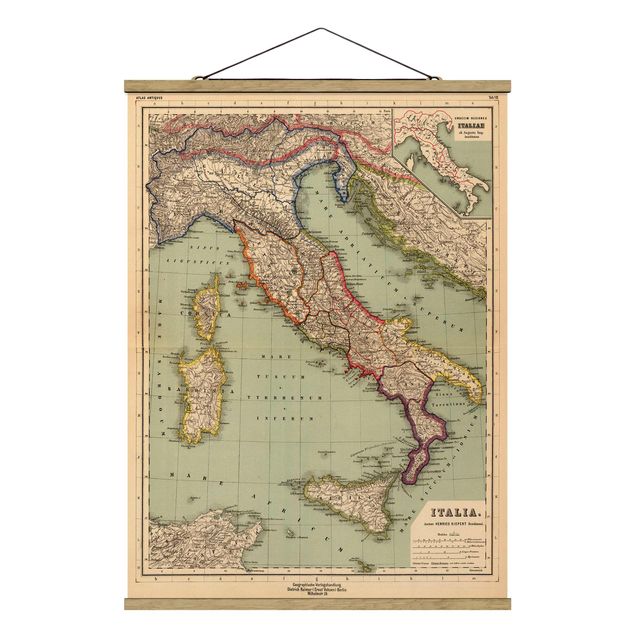 Wanddeko Flur Vintage Landkarte Italien