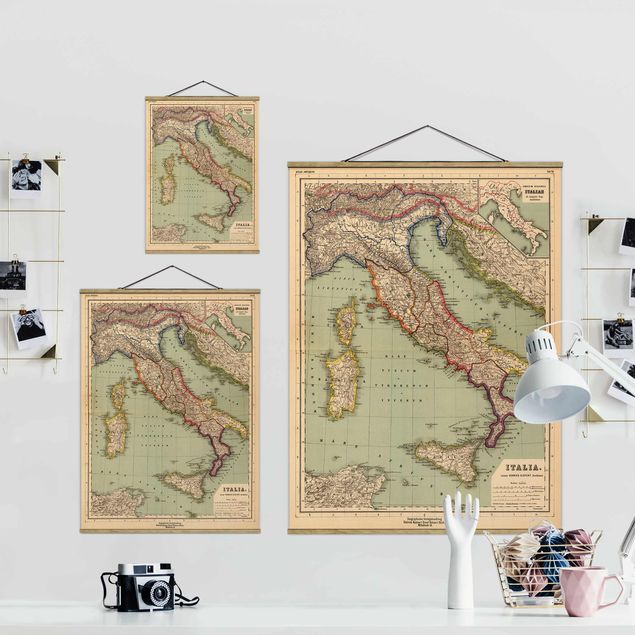 Wanddeko Büro Vintage Landkarte Italien