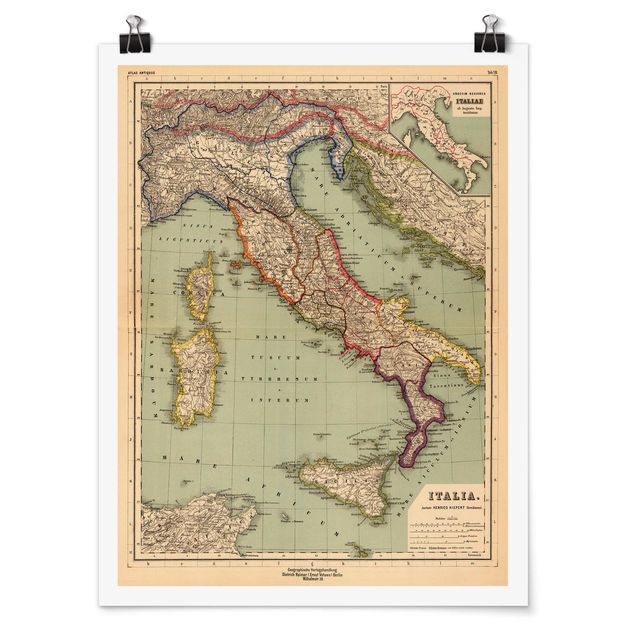 Wanddeko Esszimmer Vintage Landkarte Italien