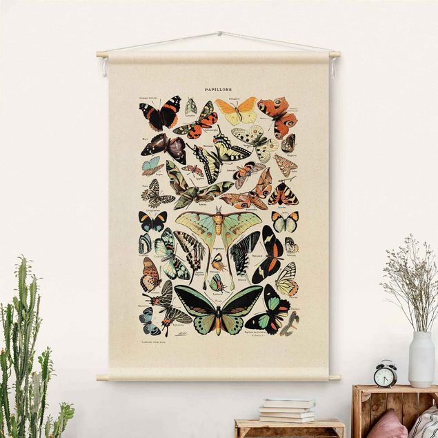 Wanddeko Wohnzimmer Vintage Lehrtafel Schmetterlinge und Falter