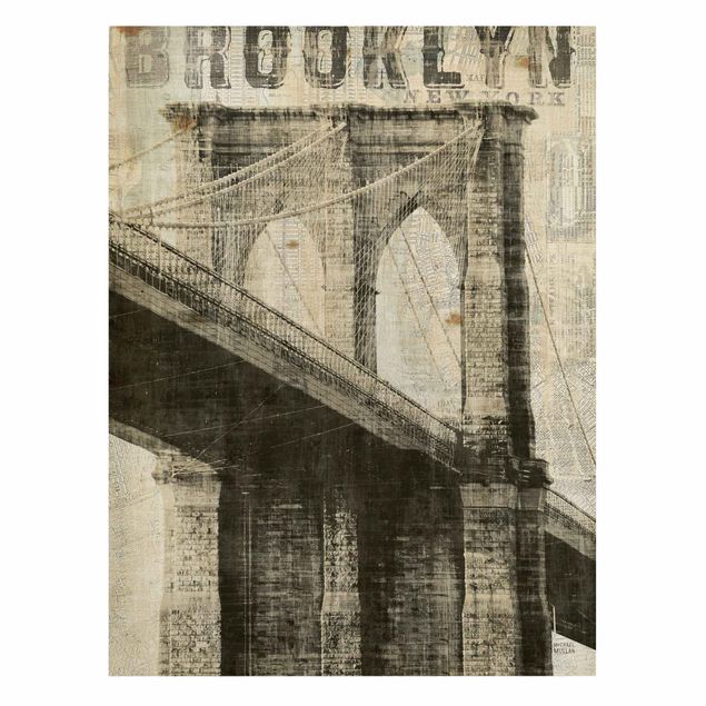 Wanddeko Büro Vintage NY Brooklyn Bridge
